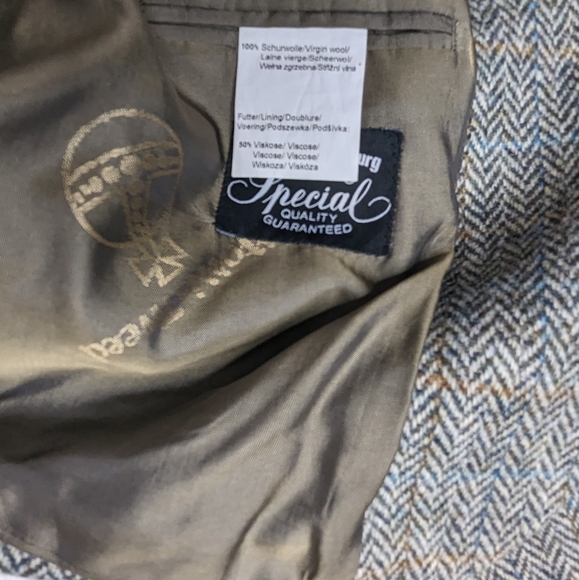 HARRIS TWEED Vintage Virgin Wool Herringbone Elbow Patch Blazer - Picture 13 of 14